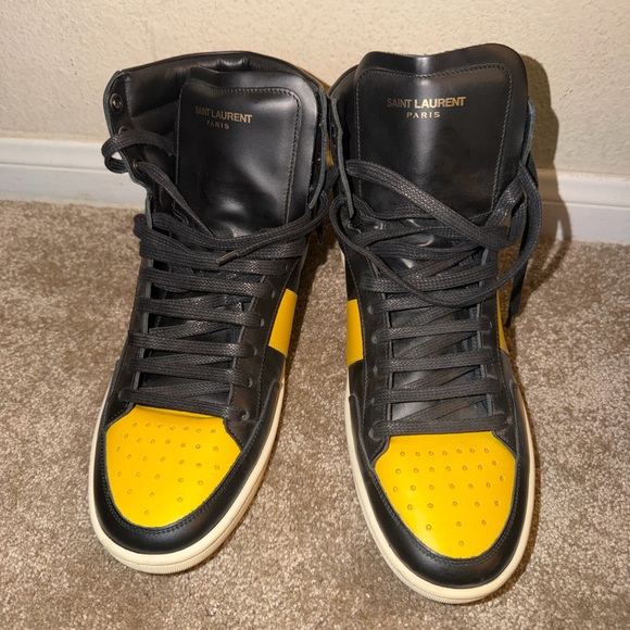 Saint Laurent Black and Yellow High-Top Sneakers